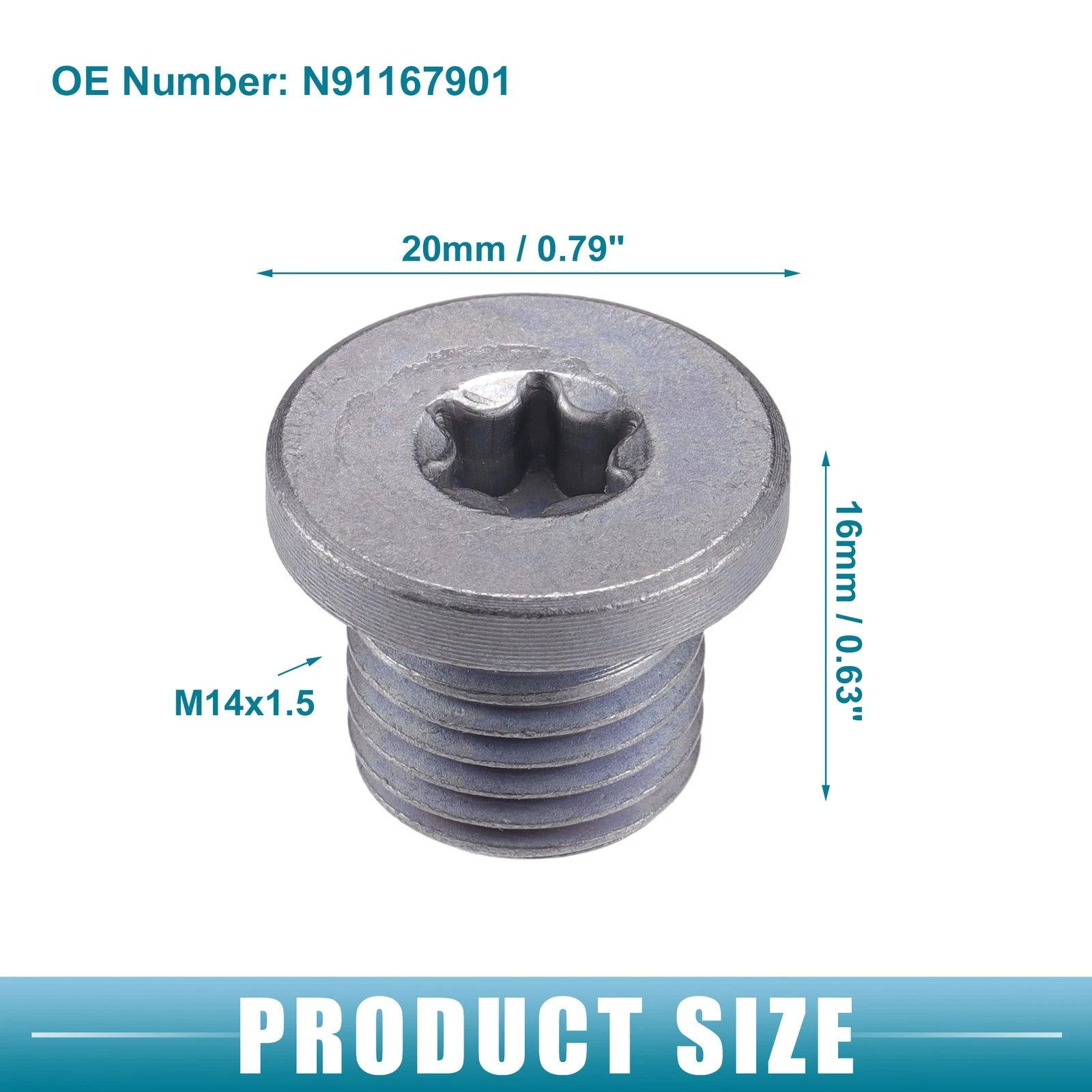 Oil Drain Plug No.N91167901 for Audi A3 (2009–2023)