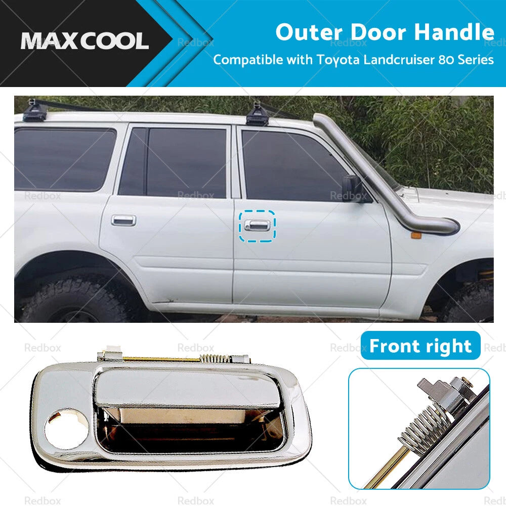 Chrome Front Right Outer Door Handle for Toyota Landcruiser 80 Series (1990–1997)