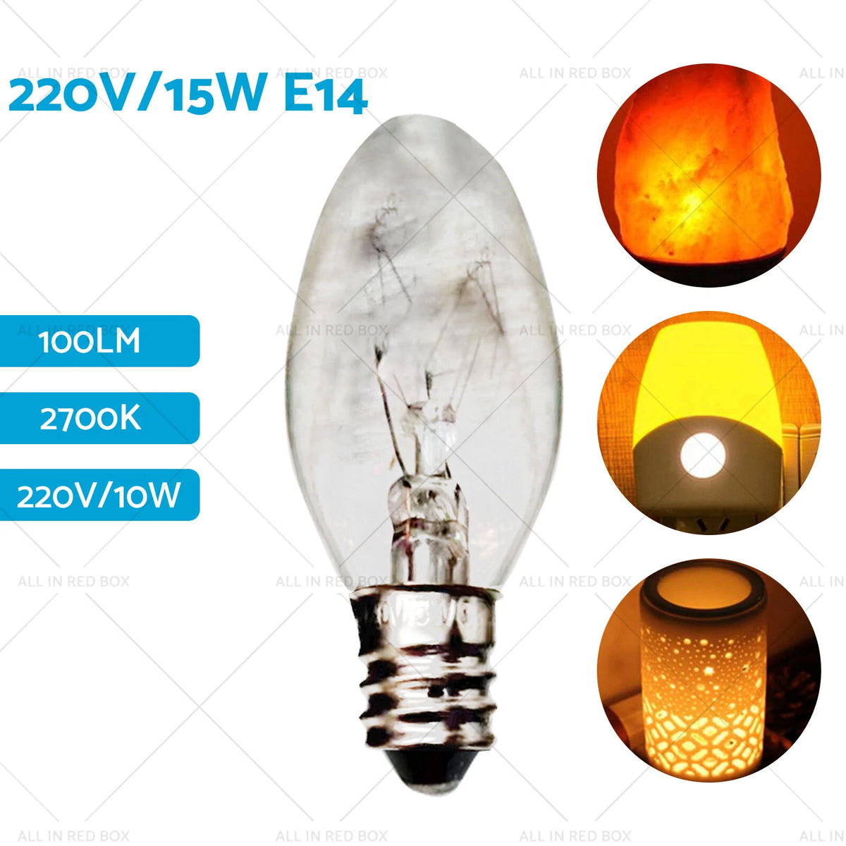 Clear Bulbs Night Light for E12 E14 (240V, 7W, 10W)