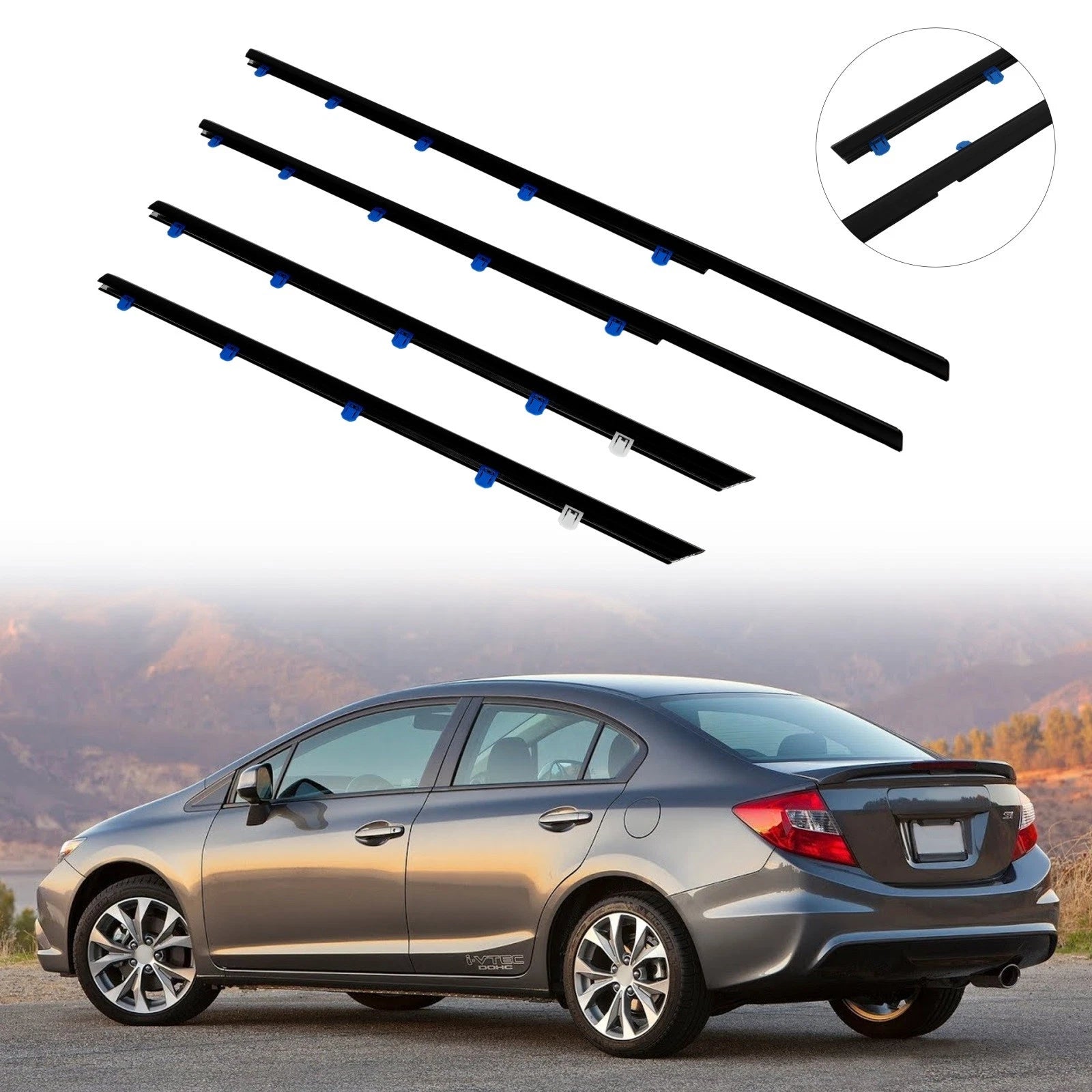 Window Scraper Seal Belt Weatherstrip for Honda Civic Sedan (2012–2015)