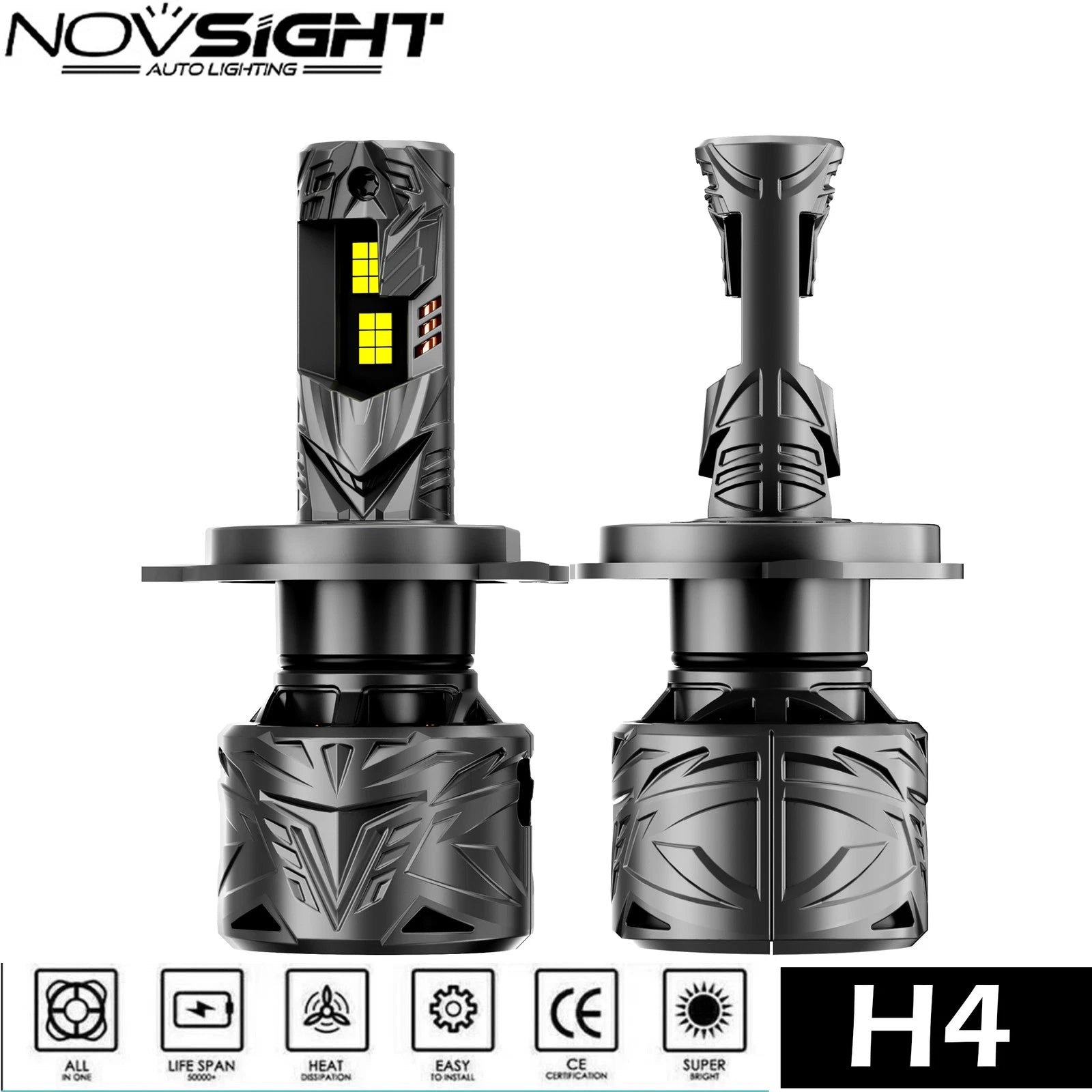 2X H4 9003 240W 50000LM LED Headlight Bulbs for