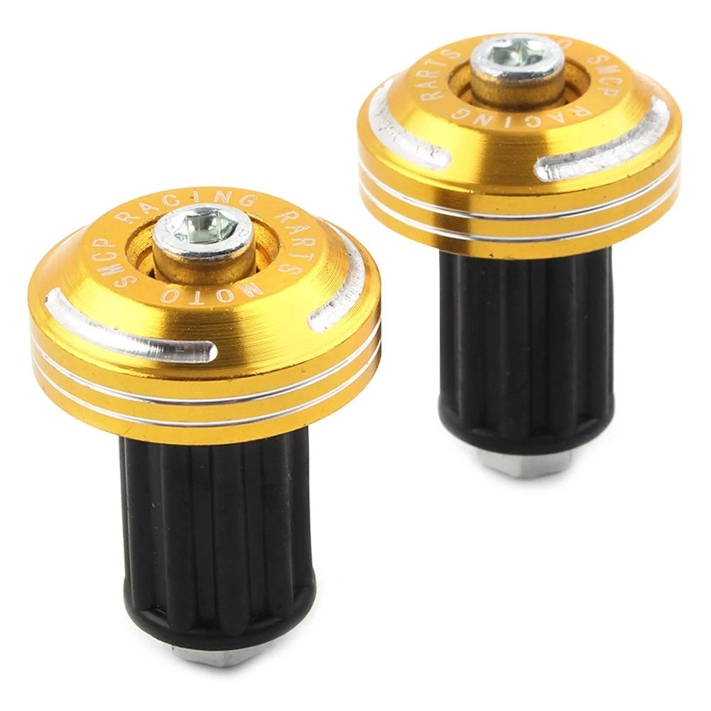 Handlebar Grips with End Cap Plugs for Dirt Bike (7/8'', Gold, CNC)