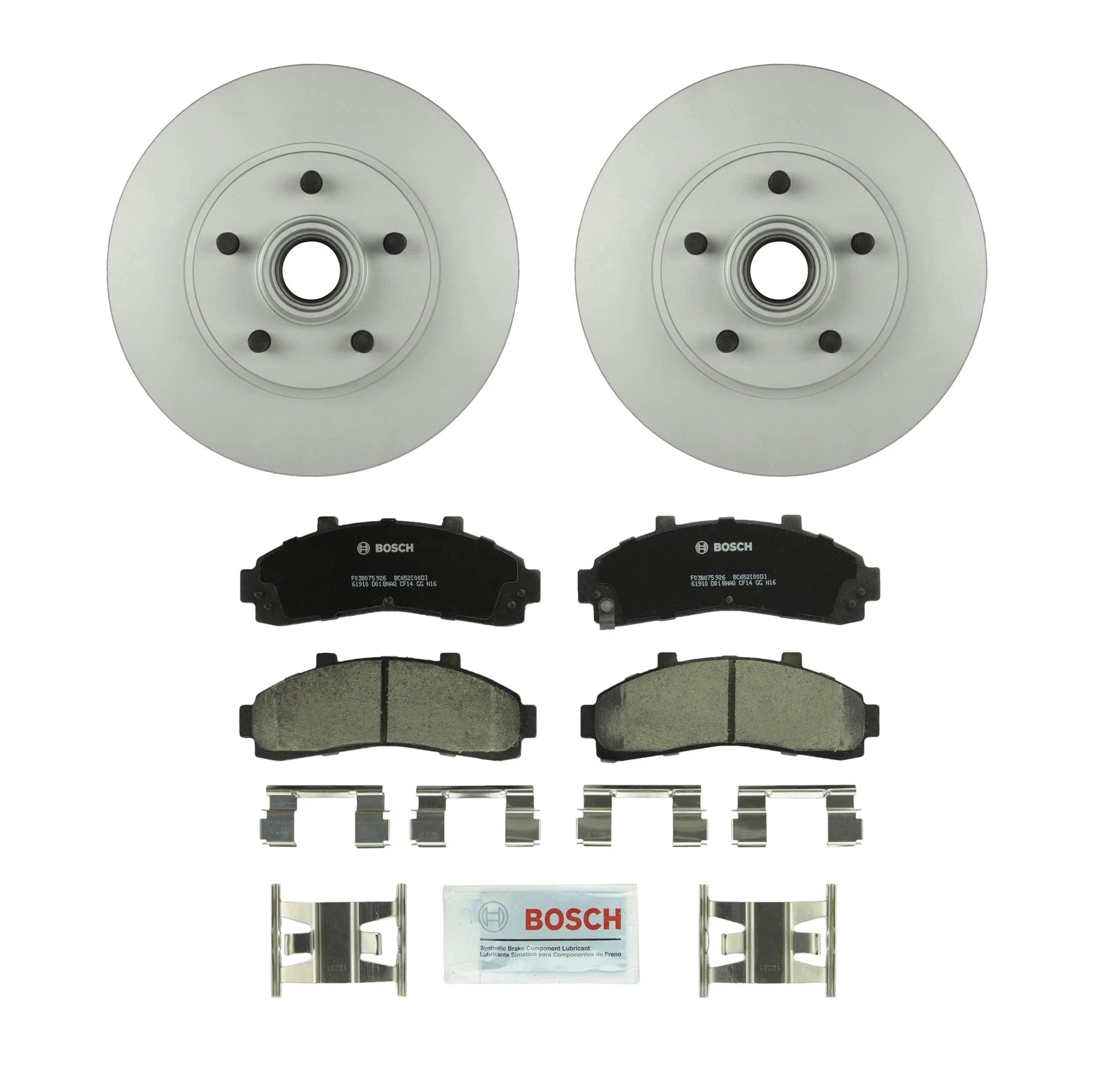 Set of 2 Bosch Front Vented Rotors & Ceramic Brake Pads for Ford Mazda