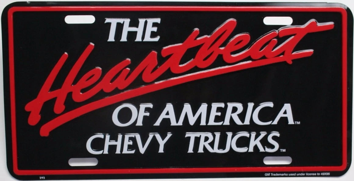 Heartbeat Emblem License Plate Decal for GMC Chevy Trucks (Reg Cab)