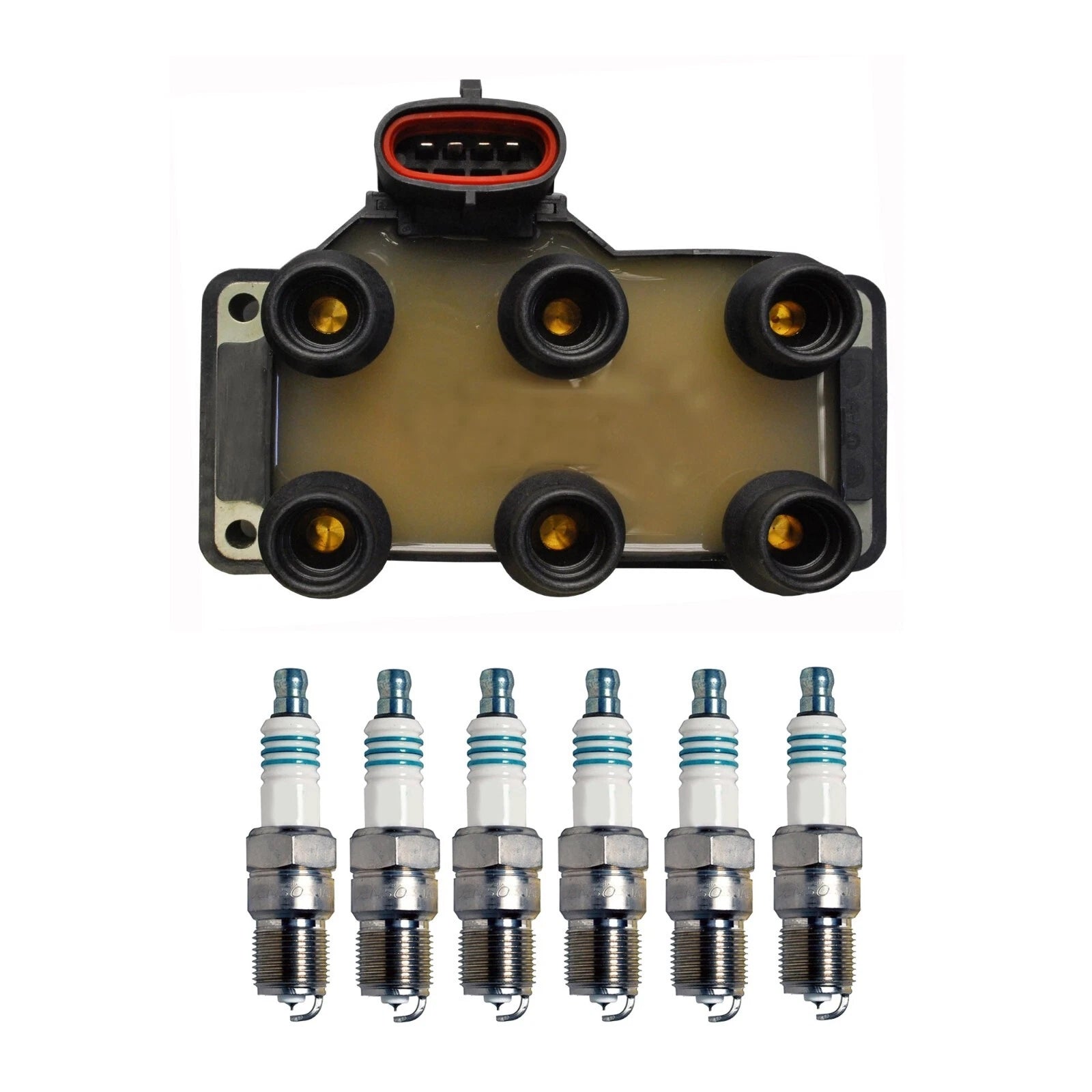 Denso Ignition Coil & 6 Iridium Power Spark Plugs Kit for Mazda B3000 (1994–2006)