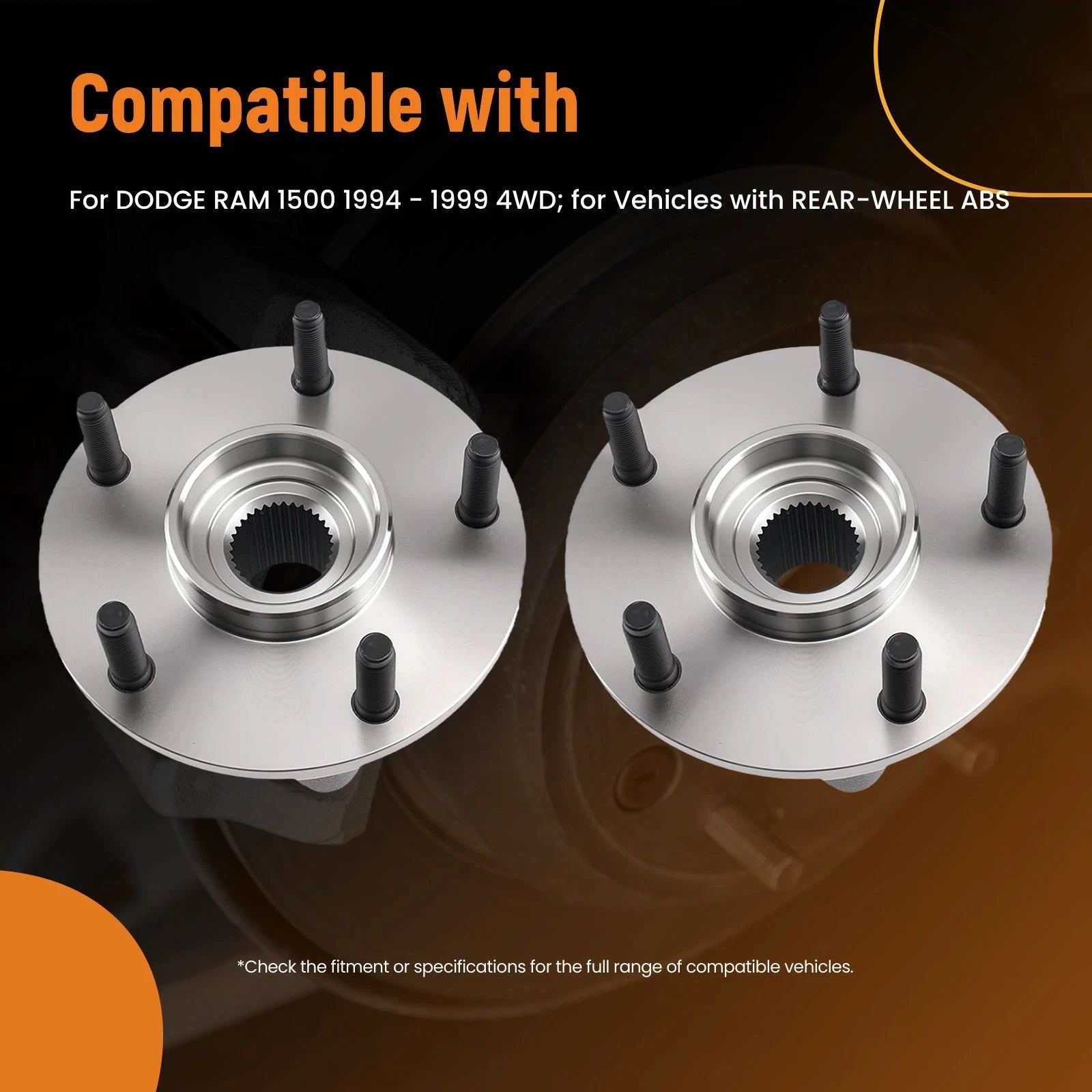 5-Bolt Front Wheel Hub Bearing Kit Non-ABS for Dodge Ram 1500 4WD (1994–1999) 515006