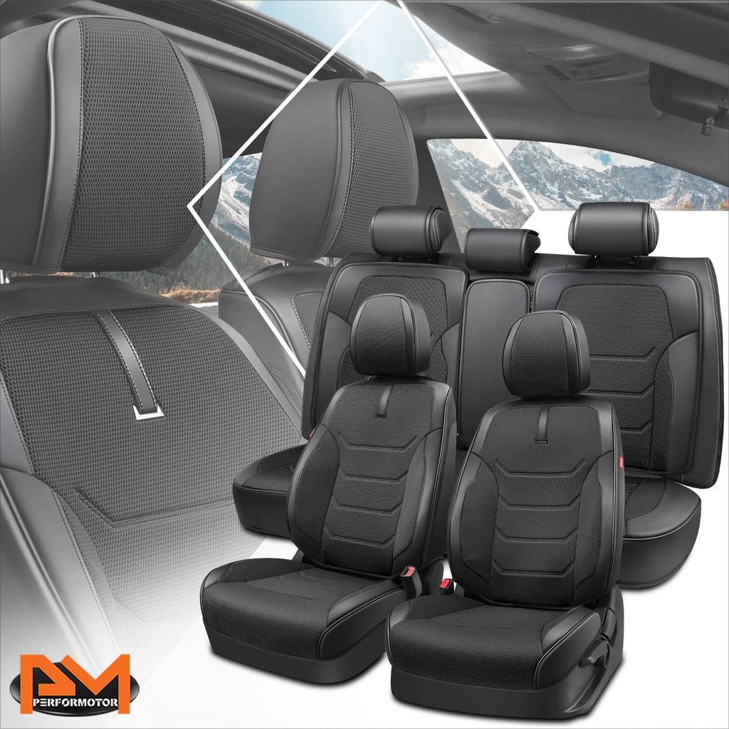 Set of 2 Universal Sport Series Black Seat Covers for Cars (1st & 2nd Row)