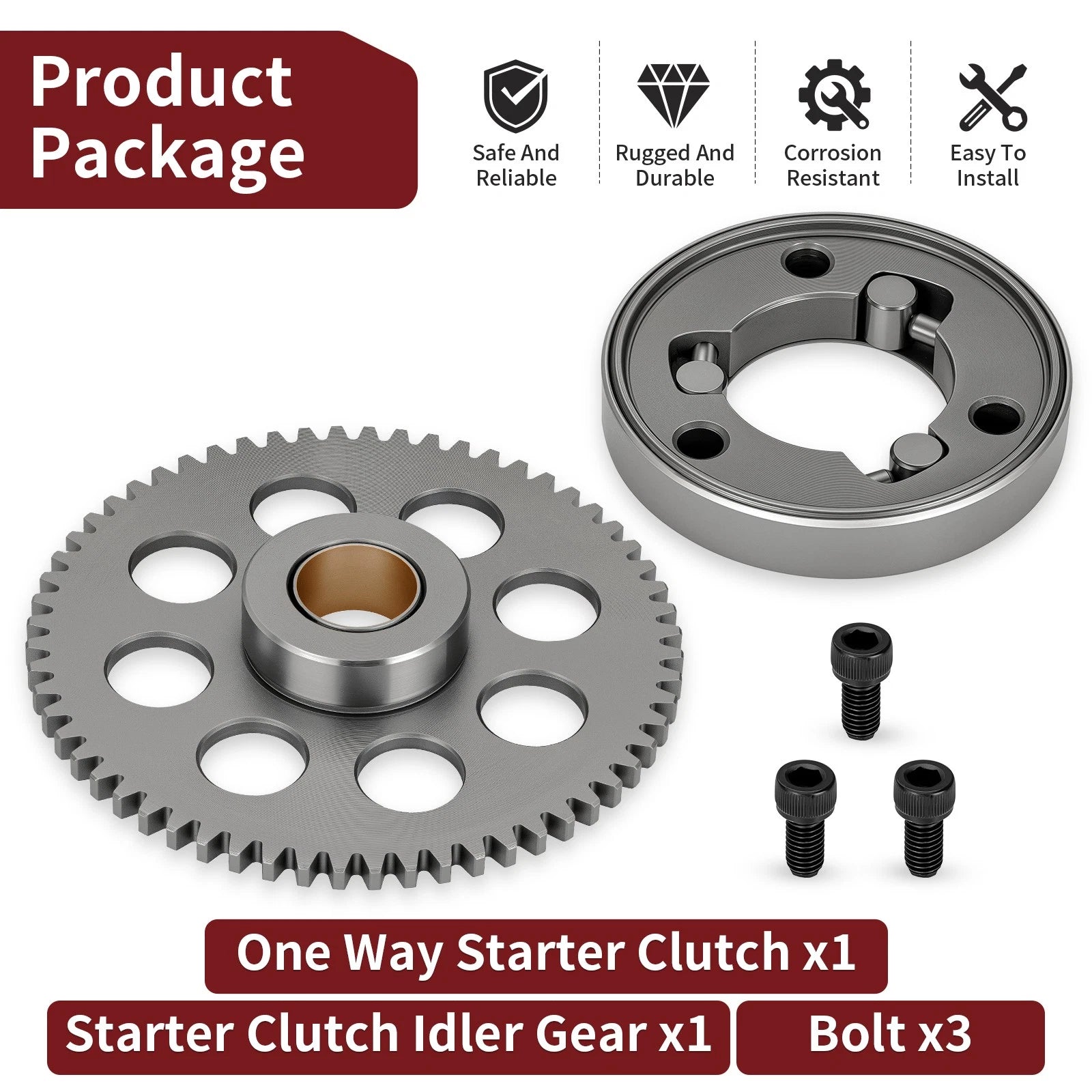 Starter Clutch One Way Bearing Gear for Kawasaki Bayou 220 250 (1990–2004)