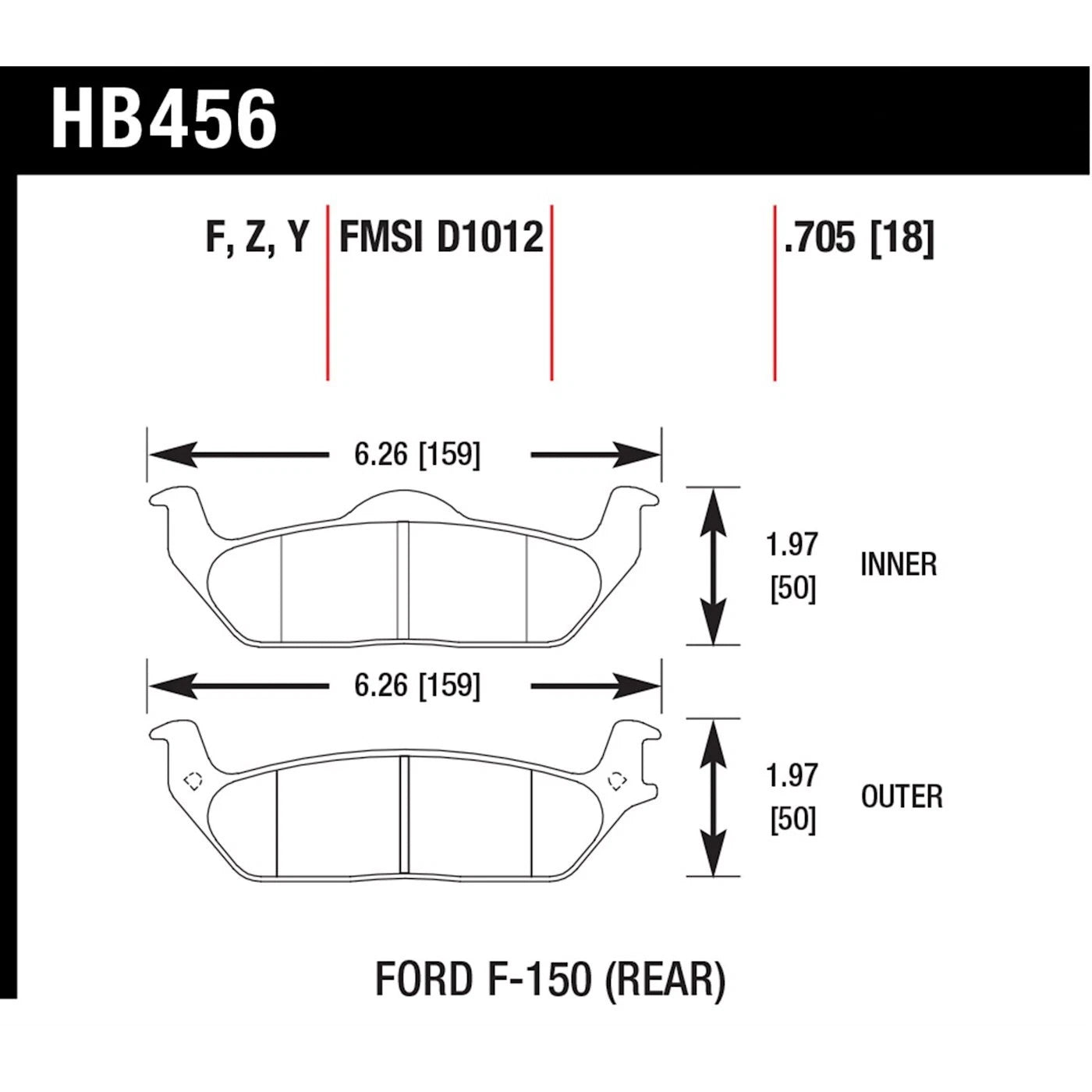 Set of 2 Rear Brake Pads for Ford F-150 (2004–2012)