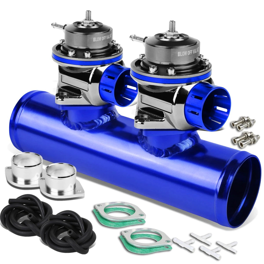 Universal Blue Type-FV 2-Bolt Blow Off Valve + 2.5" Dual Port Flange Adapter