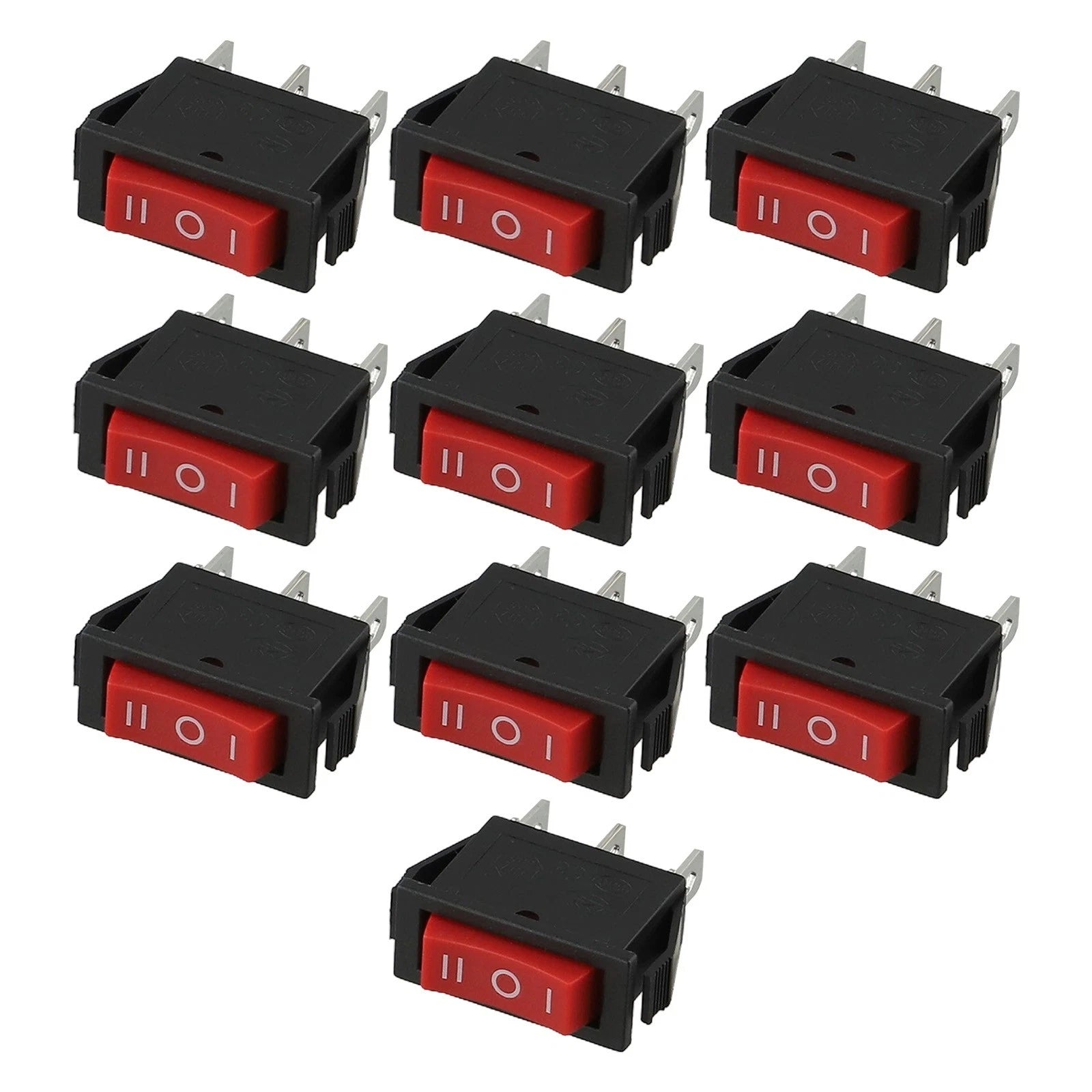 Set of 10 Rocker Switches with Red LEDs for Enhanced Visibility