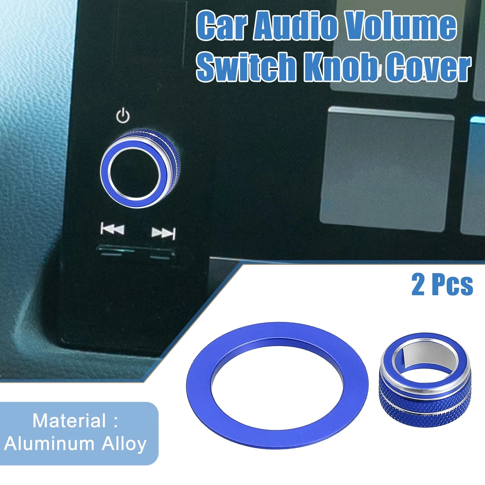 2X Media Volume Switch Knob Engine Start Cover for Honda Civic (2022–2023) Blue
