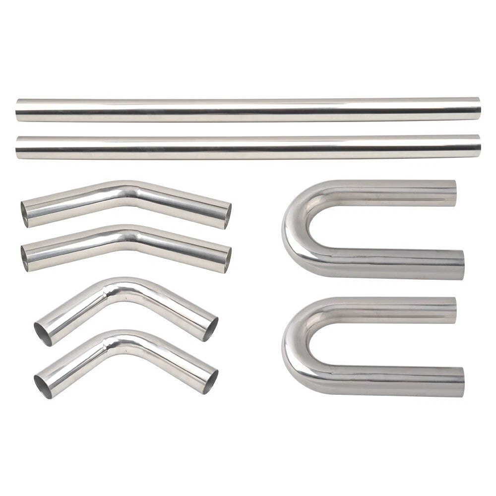 8Pcs 4" OD Stainless Steel Mandrel Bend Exhaust Pipes for Universal Fit