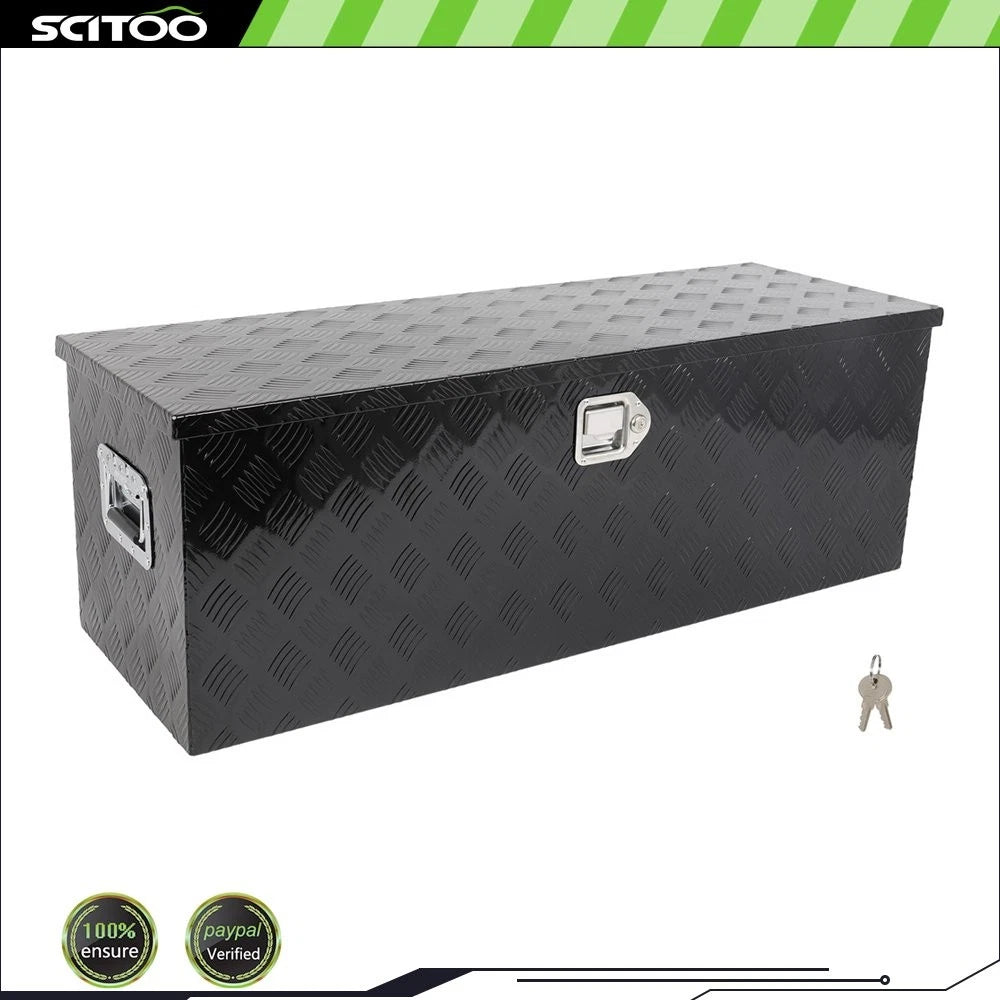 Storage Tool Box for Truck (44"x15"x15") with 2x Chains, Black