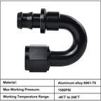 12Pcs 180 Degree Push-On Lock Hose Fitting for AN8 (AN8) Adapter (2010-2019)