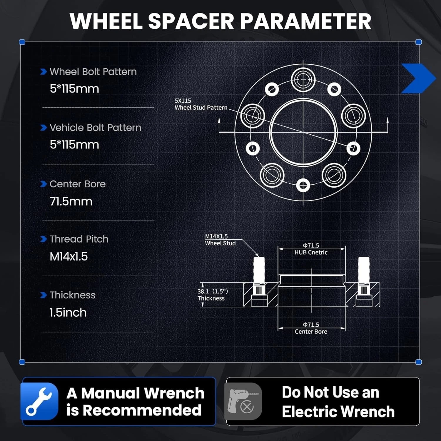 2Pcs 1.5" Hubcentric Wheel Spacers for Dodge Charger Magnum Challenger (2011-2014)