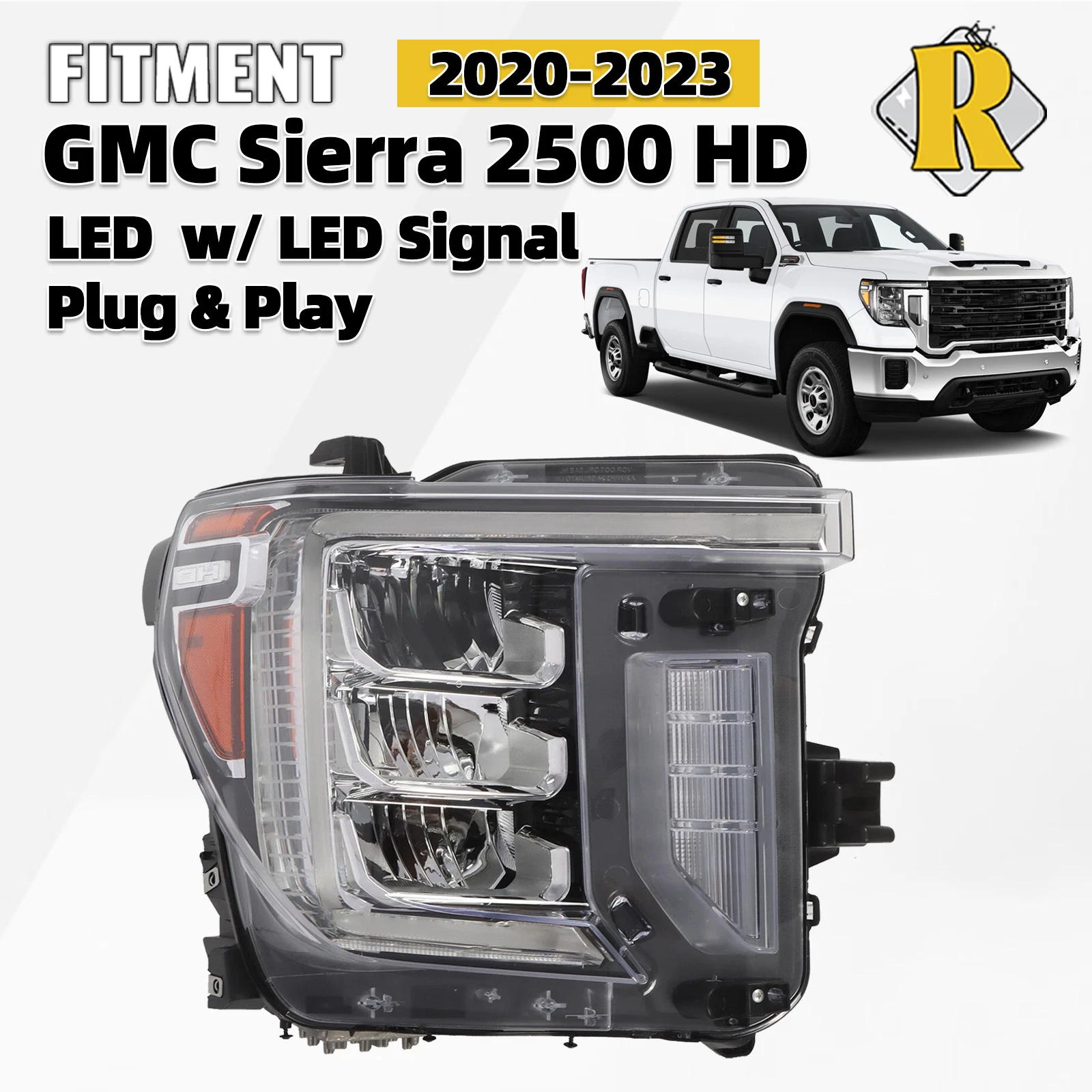LED Headlight Assembly for GMC Sierra 2500 HD (2020–2023) Right Side