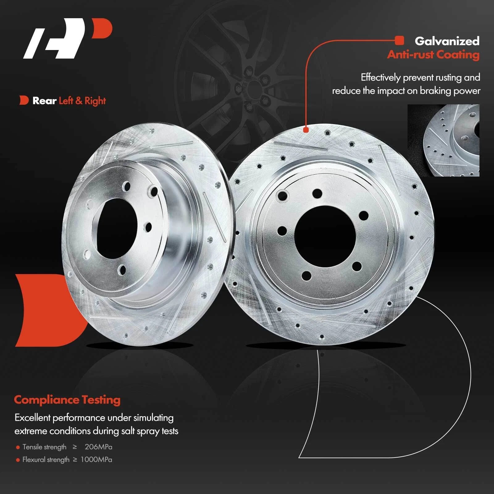 Rear Disc Brake Rotor & Ceramic Pad Set for Mitsubishi Outlander (2008-2012)