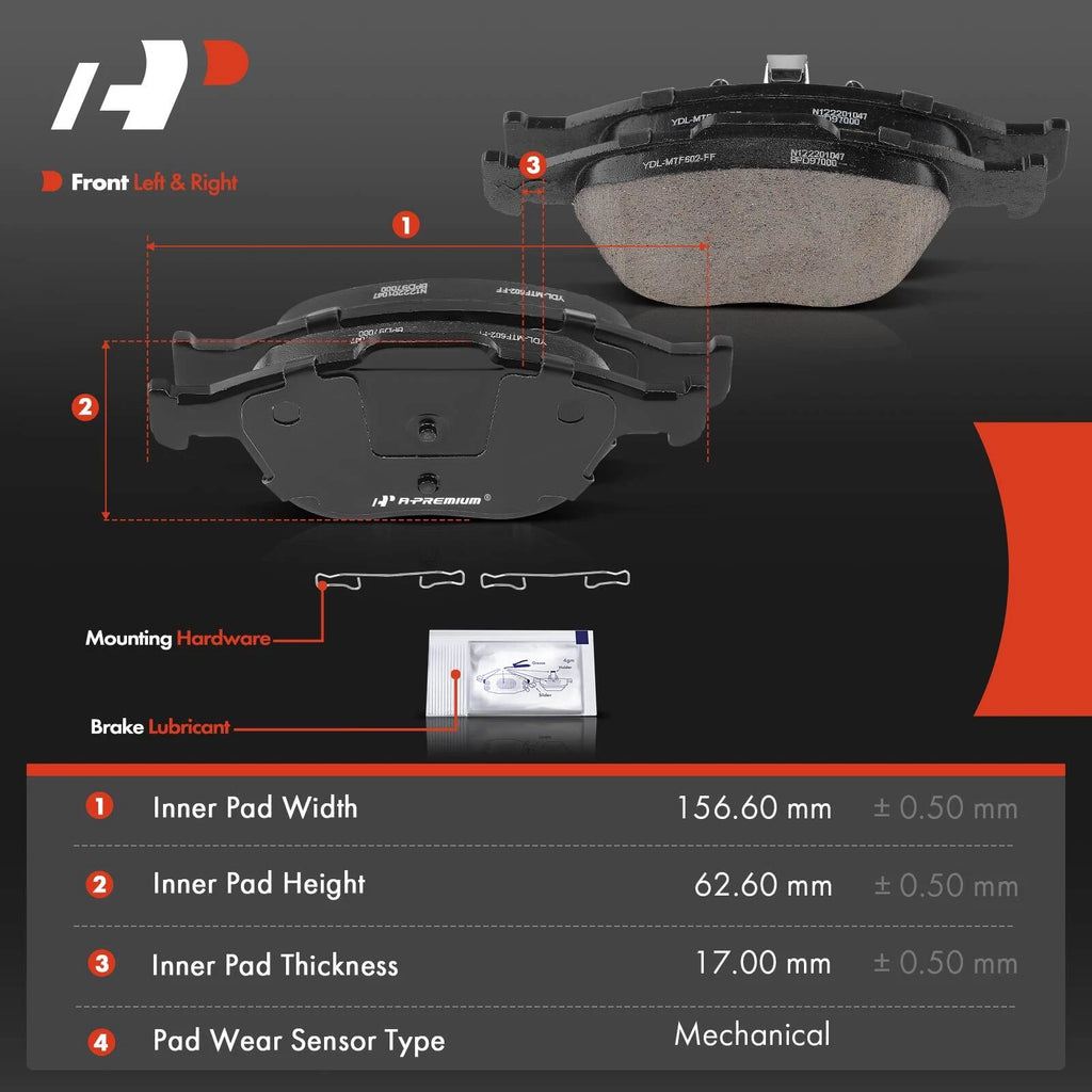 Set of 8 Ceramic Brake Pads for Ford Transit Connect (2010–2013)