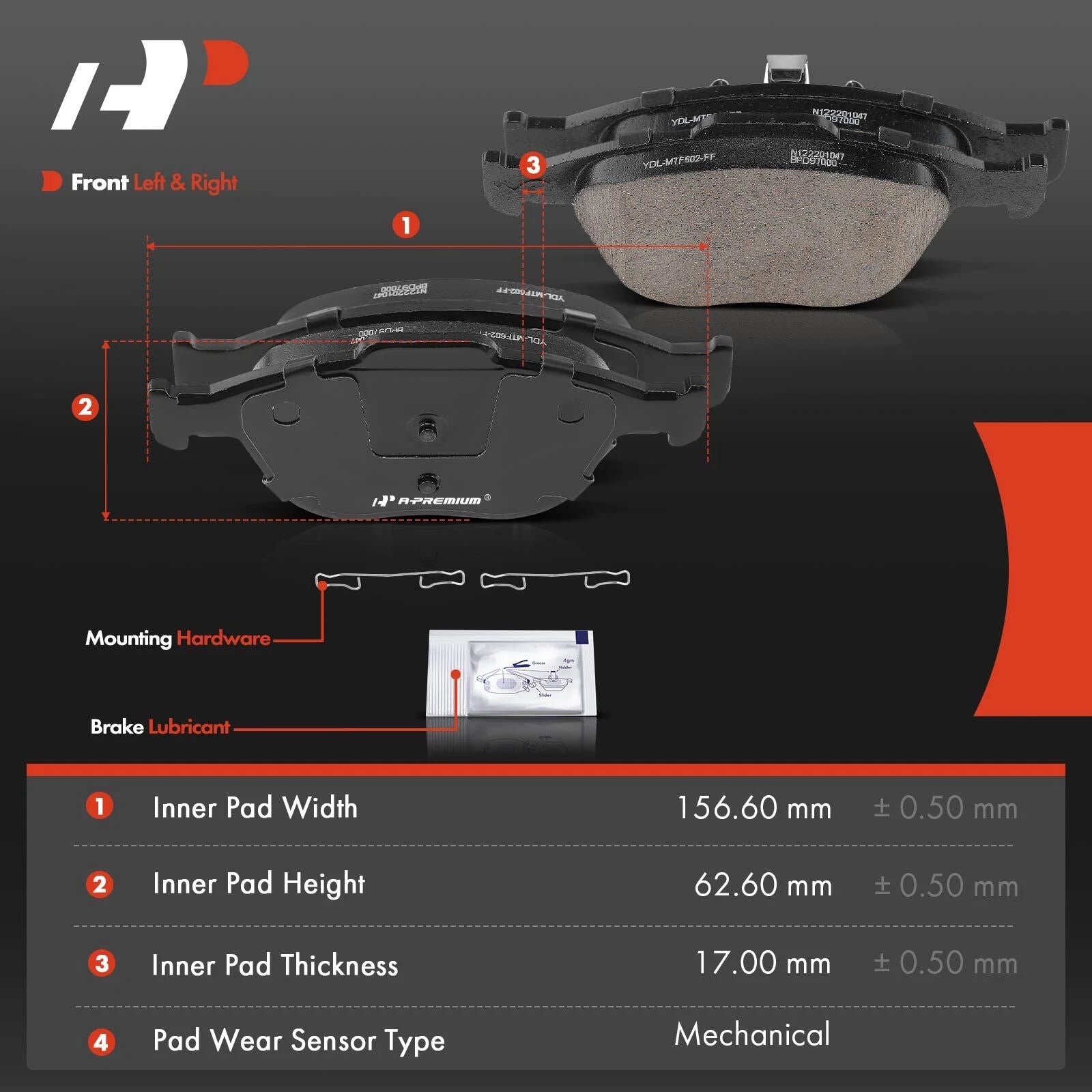 Set of 8 Ceramic Brake Pads for Ford Transit Connect (2010–2013)