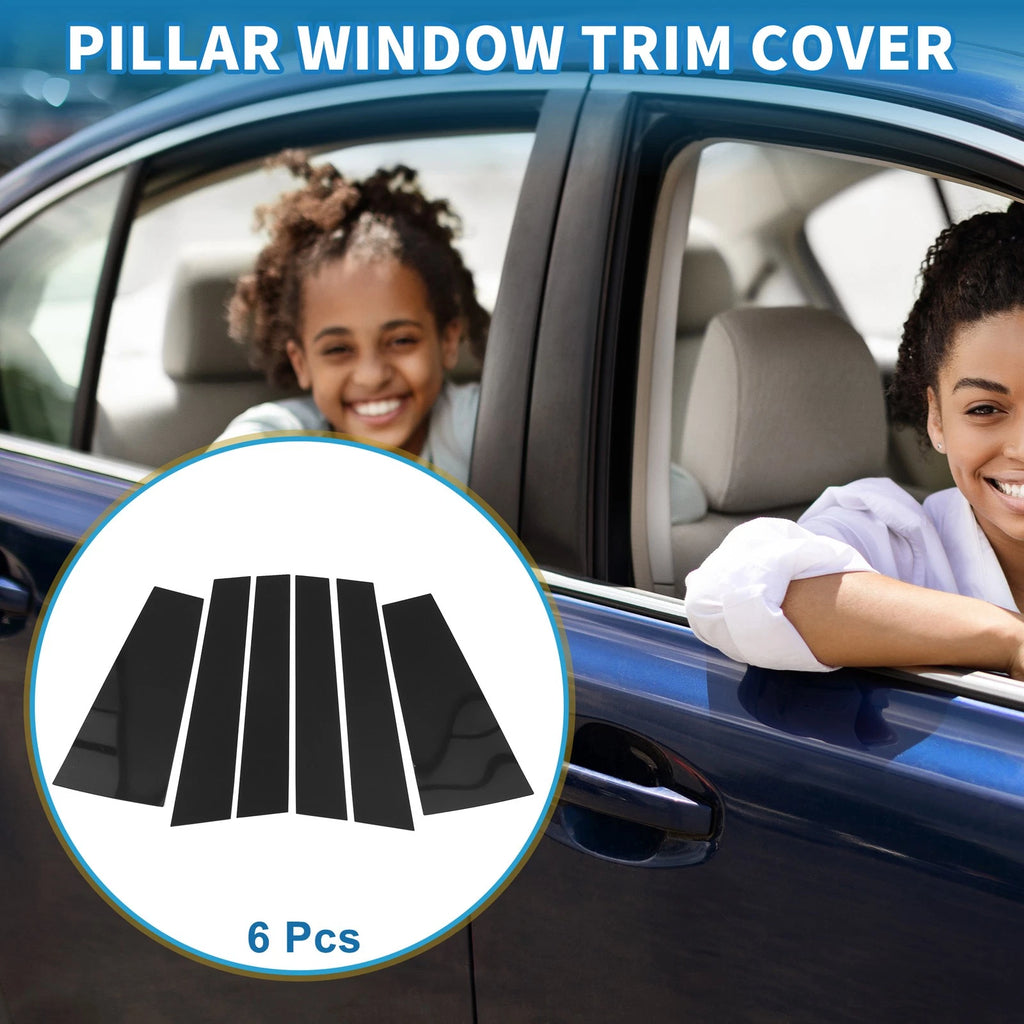 Set of 6 Door Pillar Window Trim for Toyota Highlander (2015–2021) Black