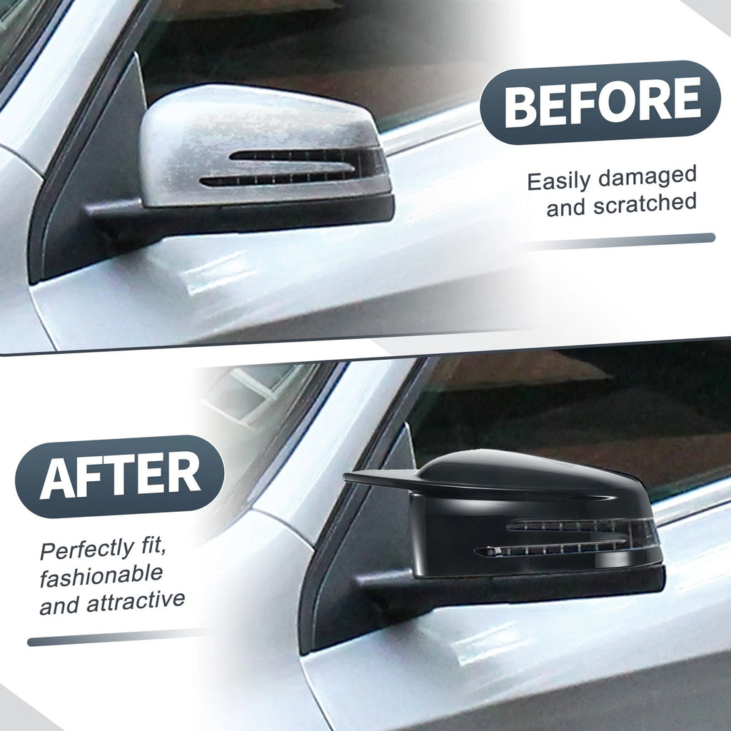 Pair Rearview Mirror Cover Cap Gloss Black for Mercedes-Benz W176 W246 C117