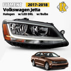 Halogen Headlight w/LED DRL Right RH for Volkswagen Jetta Sedan (2017–2018)