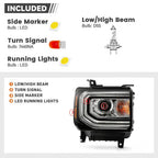 HID Xenon Headlight Assembly with Bulb for GMC Sierra 1500 (2016–2018)