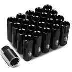 16 Pcs J2 7075 Forged Aluminum M12x1.5 Open-End Lug Nut Set w/4 Lock+Key Black