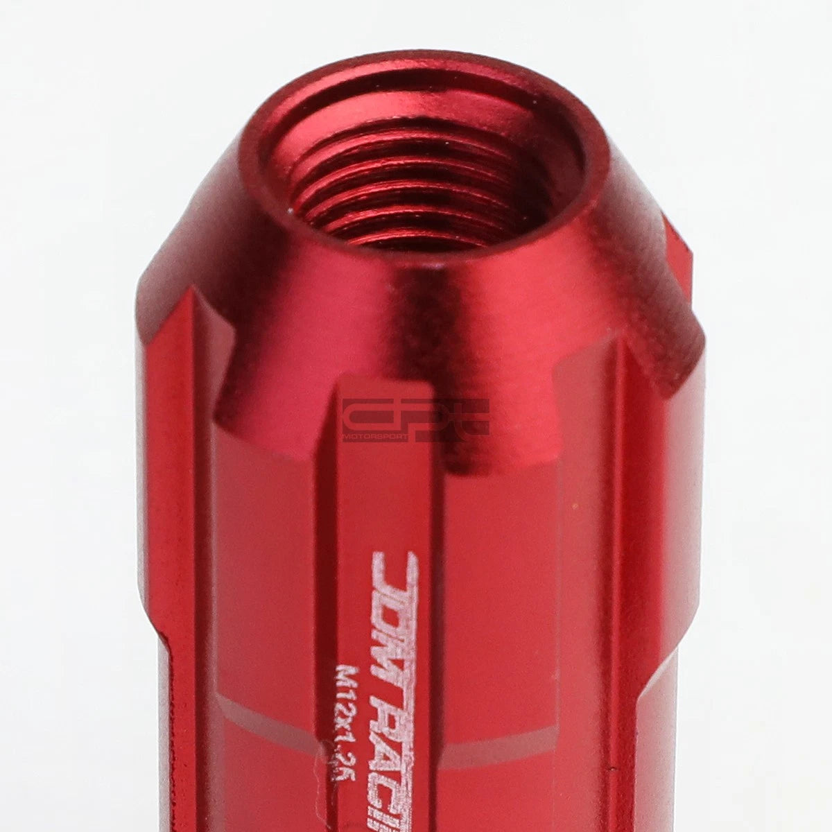 20 PCS Open End M12x1.25 50mm Tall Red Aluminum Lug Nuts + Adapter