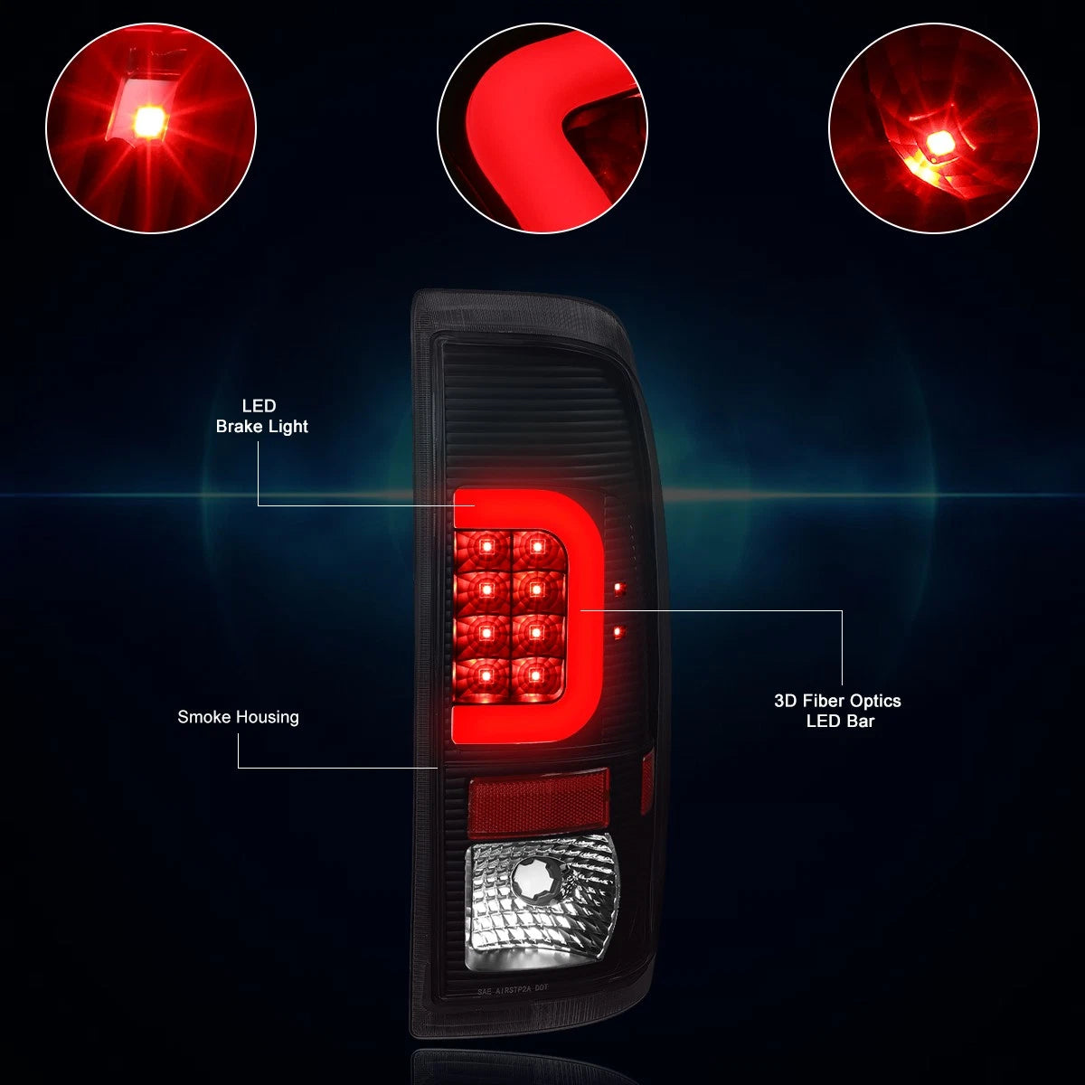 3D LED C-Bar Tail Light for Ford Super Duty (2008–2016) Tinted