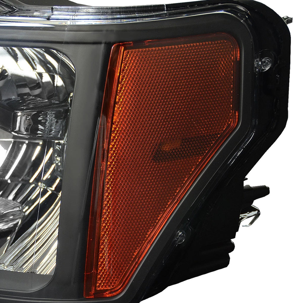 Pair of Black Housing Amber Side Headlights for Ford F150 (2009–2014)