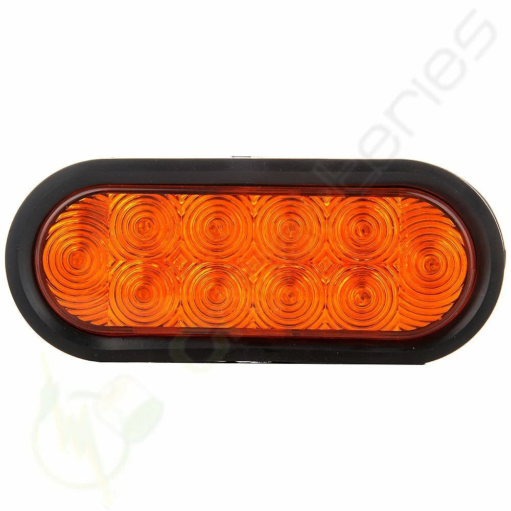 2X 10LED Amber Oval Stop Turn Tail Light for Trailer Truck (Flush Mount)