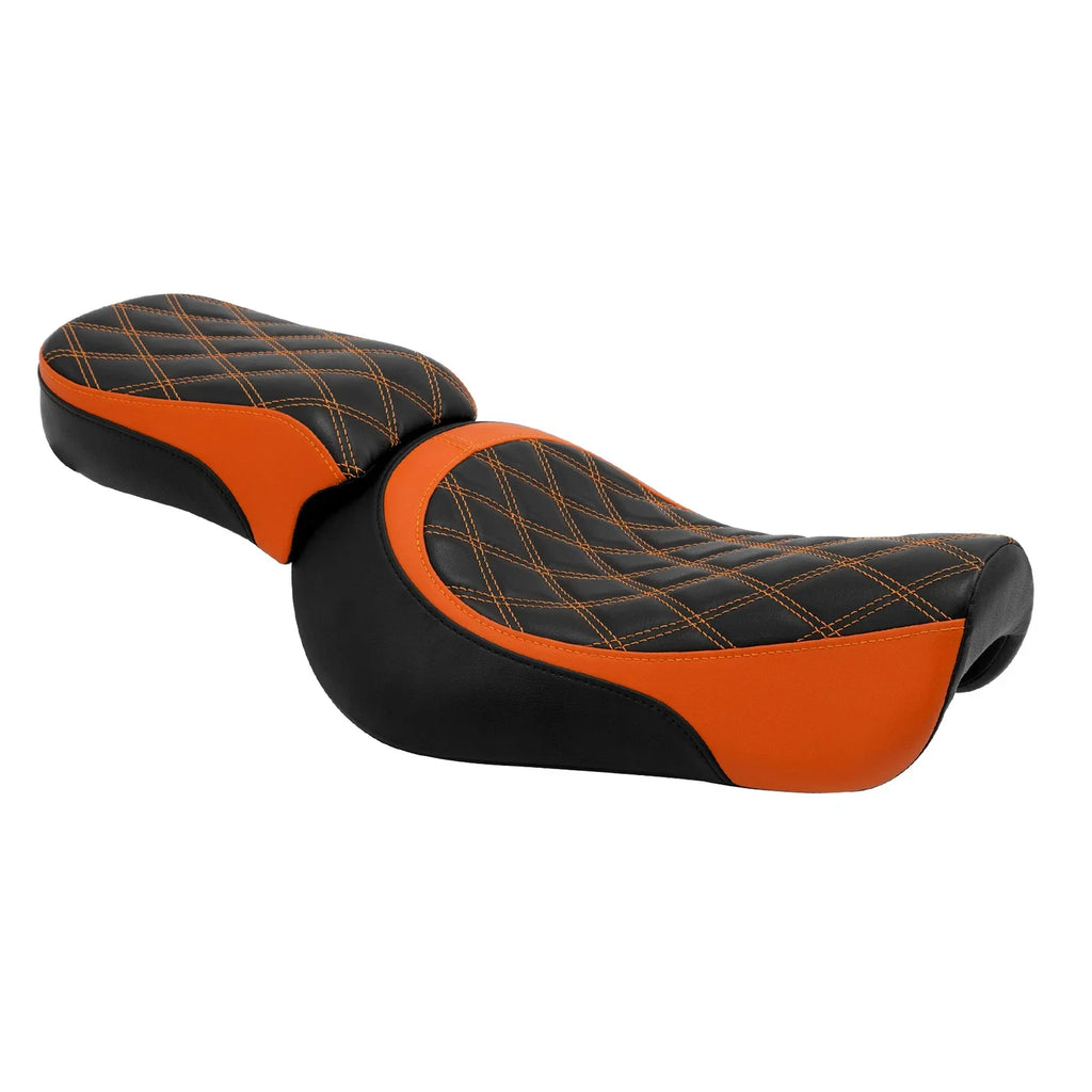 Rider & Passenger Seats for Harley Iron 883 XL883N (2016-2022) Black/Orange