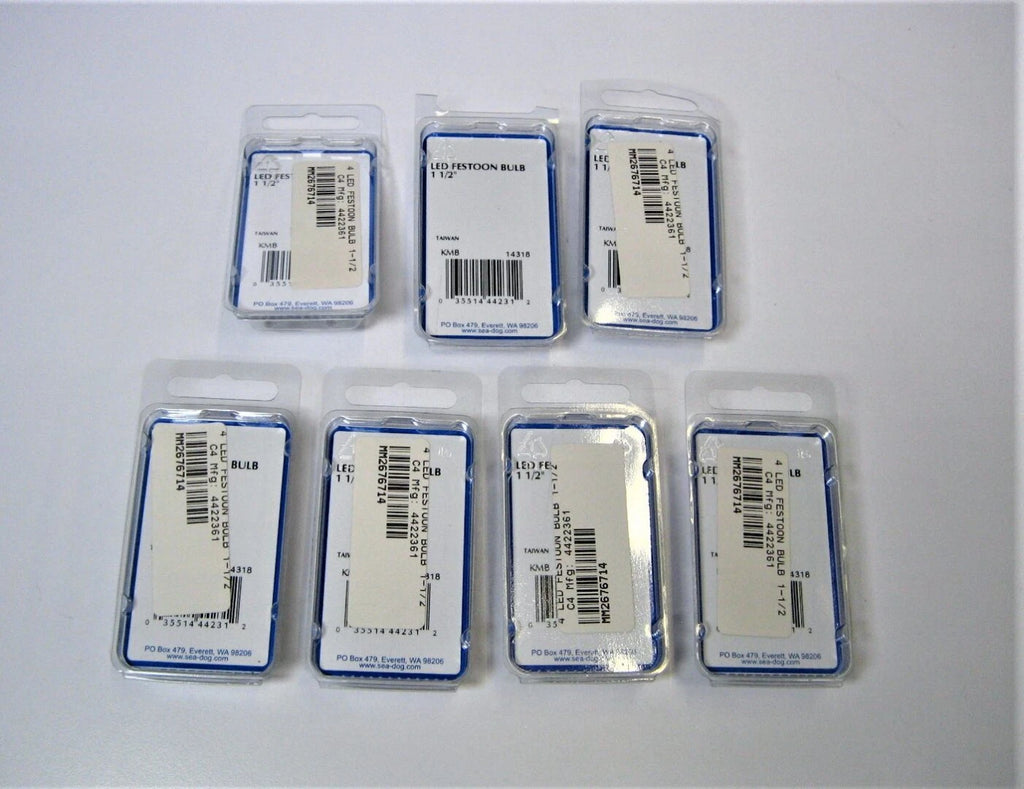 Set of 7 LED Marine Festoon Light Bulbs + Lens Cover for Sea Dog 442236-1