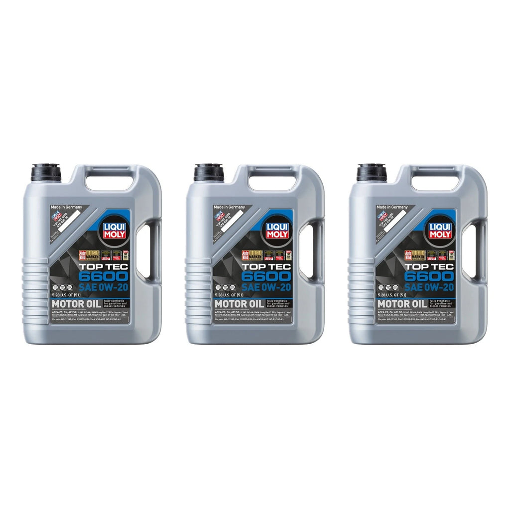 Set of 3 Liqui Moly Top Tec 6600 0W-20 Engine Motor Oil (15L)