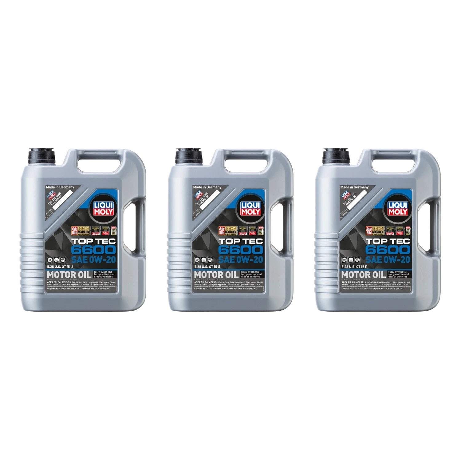Set of 3 Liqui Moly Top Tec 6600 0W-20 Engine Motor Oil (15L)