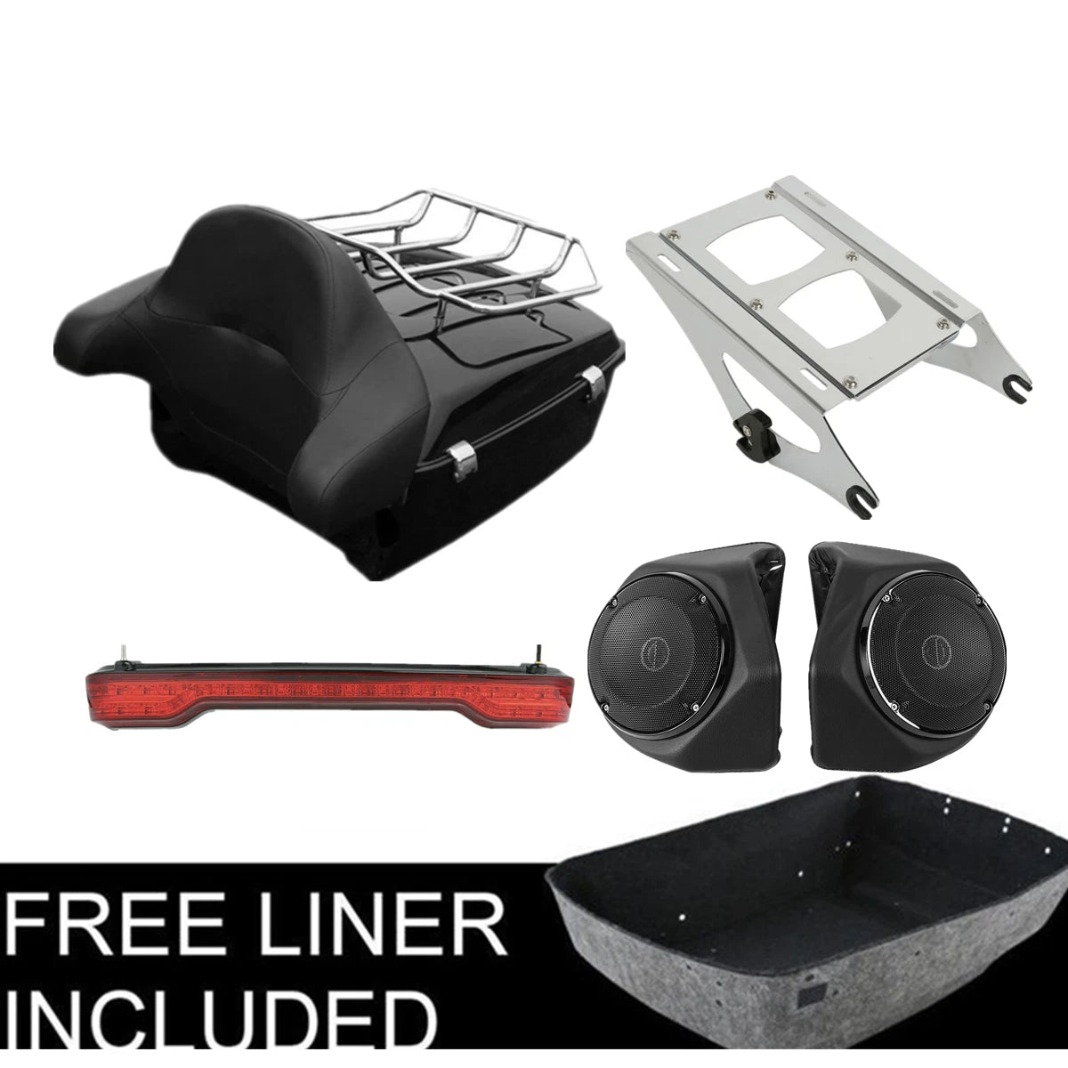 Trunk Pad Mount Rack & Light Speakers for Harley Street Road Glide (2014–2026)