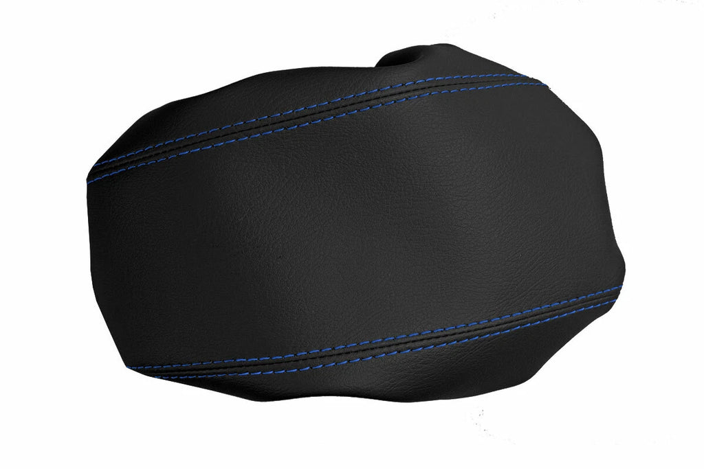 Leather Console Lid Armrest Cover for Ford Focus (2008–2011) Black Blue Stitch