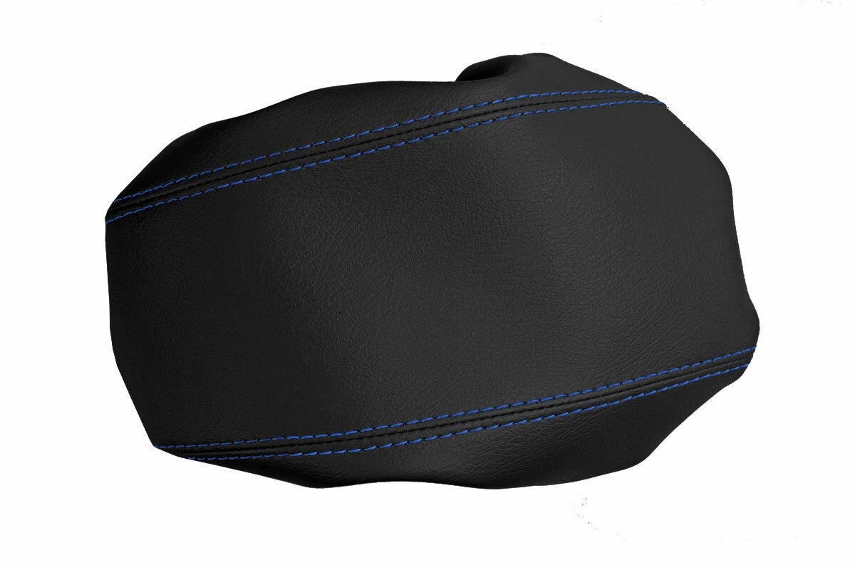 Leather Console Lid Armrest Cover for Ford Focus (2008–2011) Black Blue Stitch