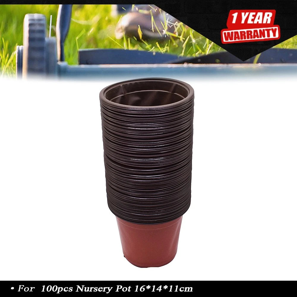 Set of 100 Plastic Plant Flower Starting Pots for Seedlings