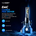 2X NOVSIGHT 9005 H11 LED Headlight Bulbs Kit 6500K White High Low Beam
