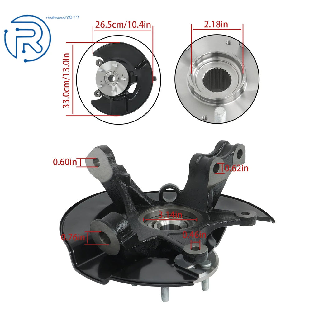 Front Left Steering Knuckle & Wheel Hub Bearing for Honda Pilot (2005-2008)