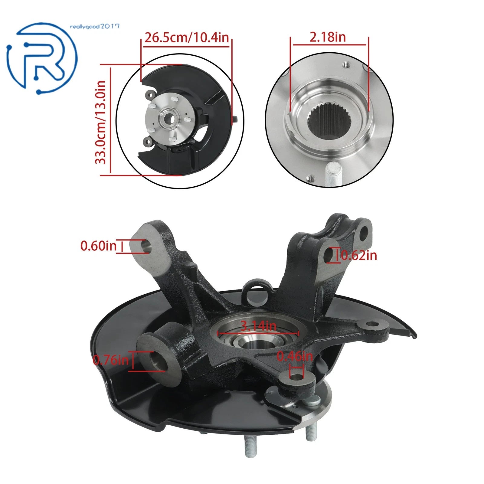 Front Left Steering Knuckle & Wheel Hub Bearing for Honda Pilot (2005-2008)