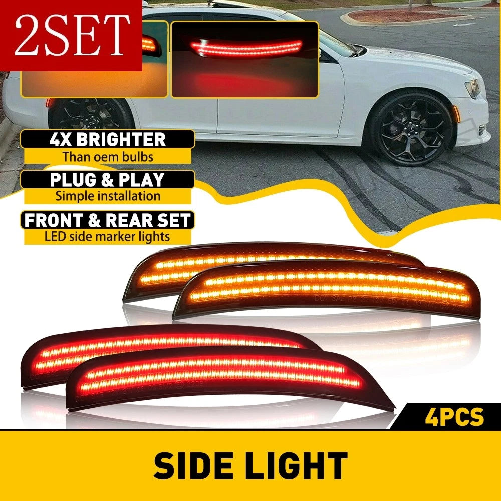 Set of 2 Smoked LED Side Marker Lights for Chrysler 300 (2015–2021)