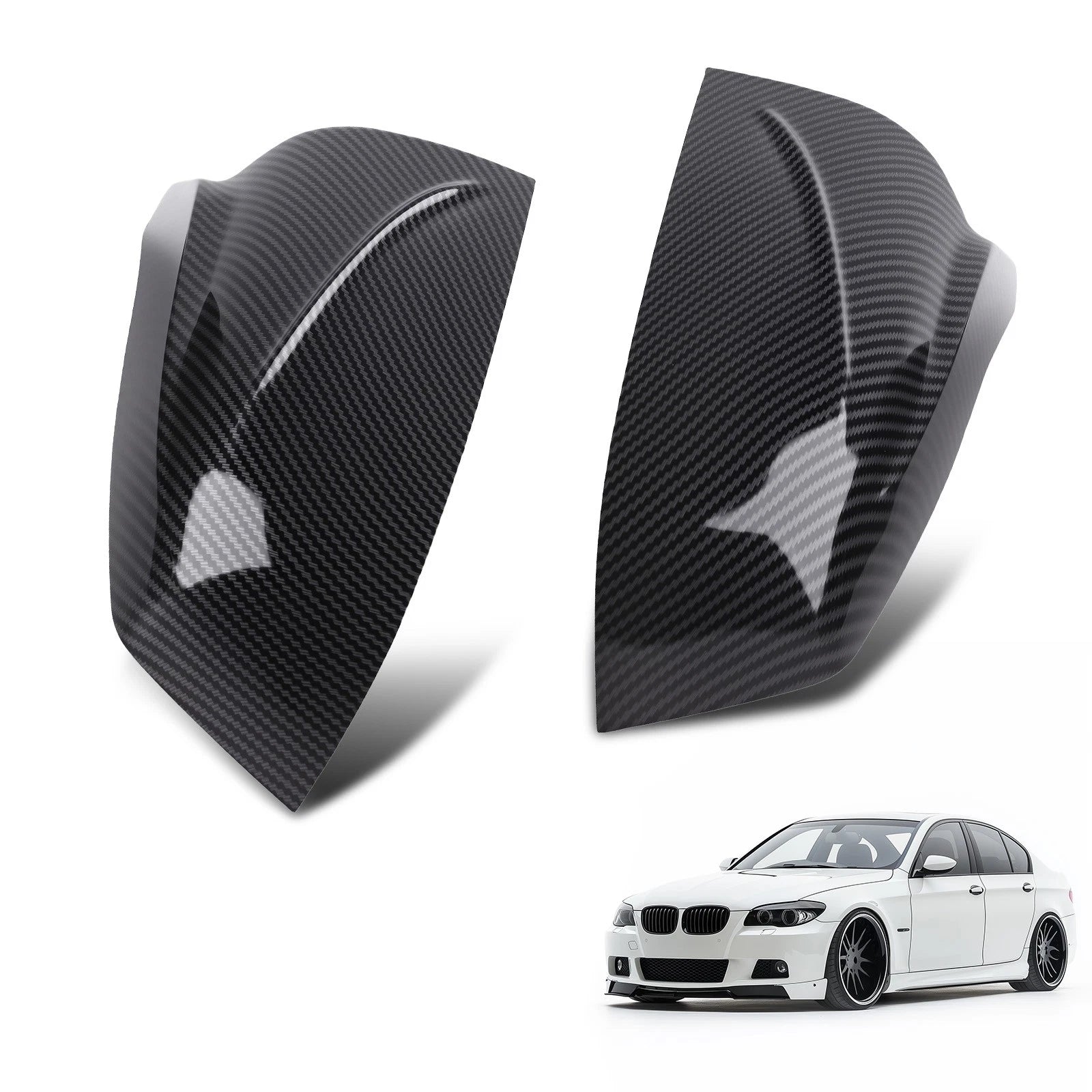 Carbon Fiber Side Mirror Cover Caps for BMW E60 E61 E63 E64 (2003–2008)