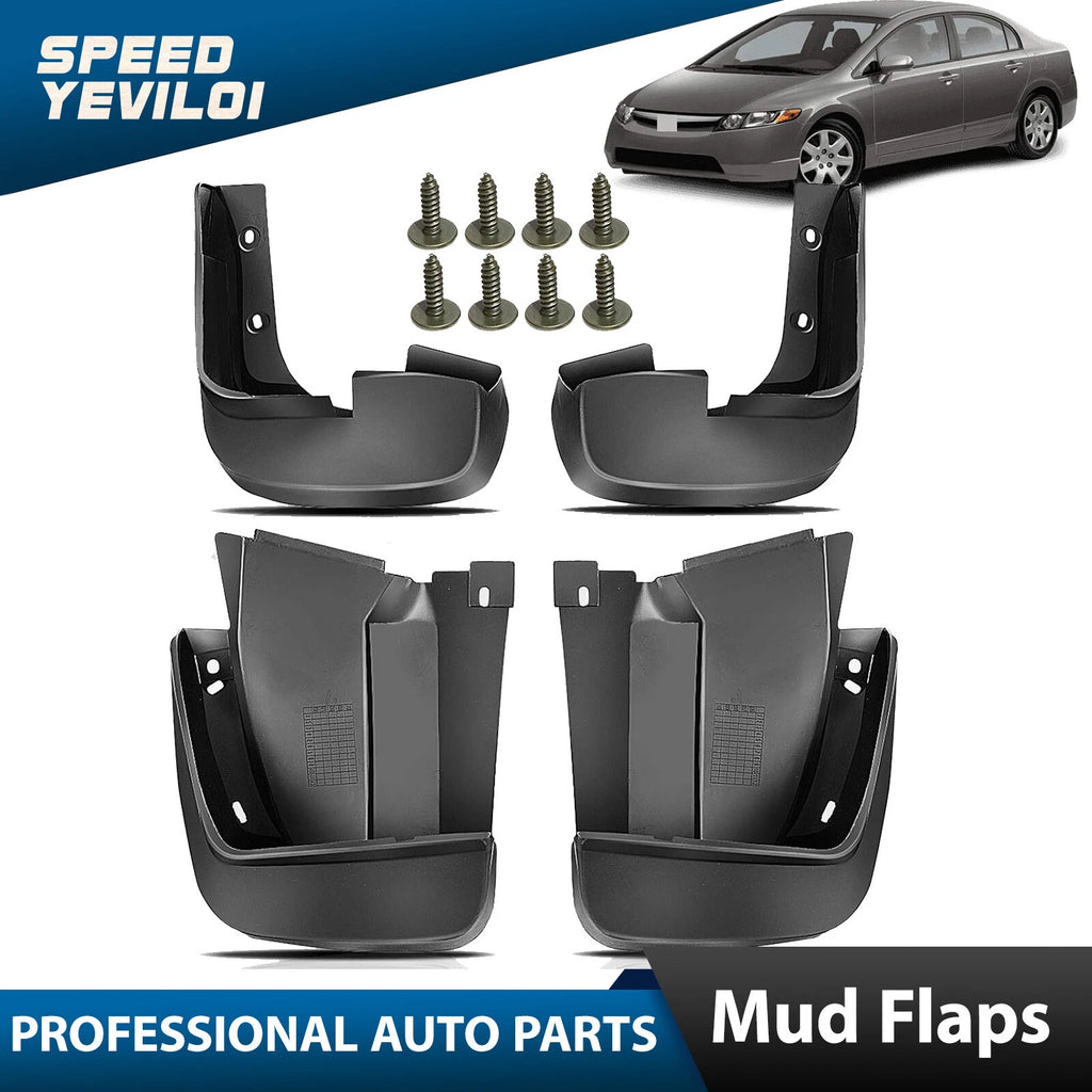 4pcs Front & Rear Splash Guards for 2006–2011 Honda Civic (2006–2011)
