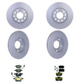 Set of 4 Hella Front Rear Rotors Low-Met Disc Brake Pad Kit for Audi A4 (2001–2002)