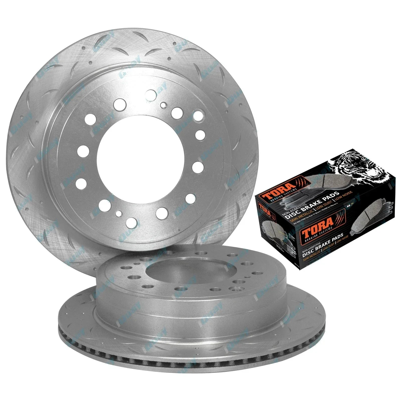 Rear Drilled Slotted Brake Rotors & Pads for Land Cruiser HZJ73/75, FZJ75