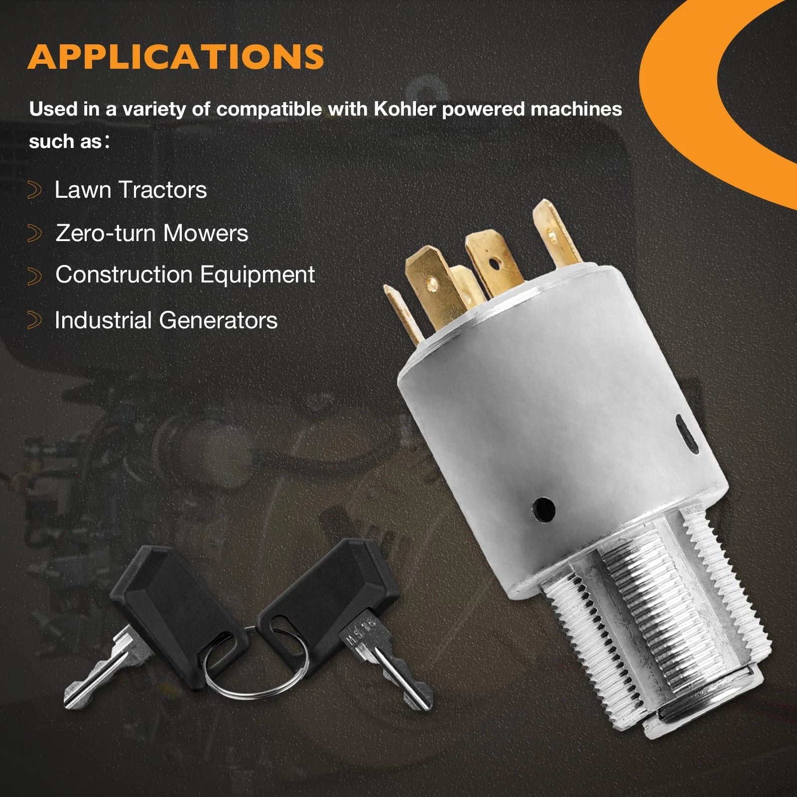Ignition Switch with Keys for Kohler Diesel Lombardini Engines